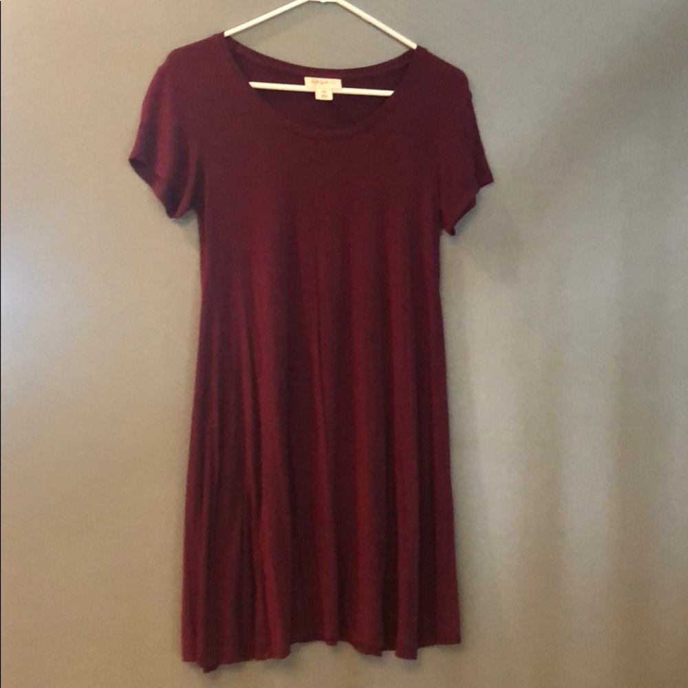 Women’s Burgundy Cotton A-Line Dress